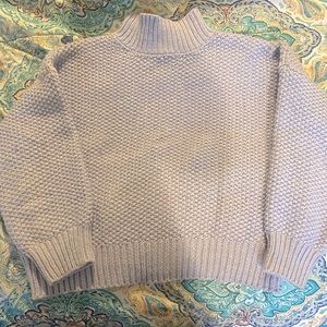 Light Purple Cropped Turtleneck Sweater